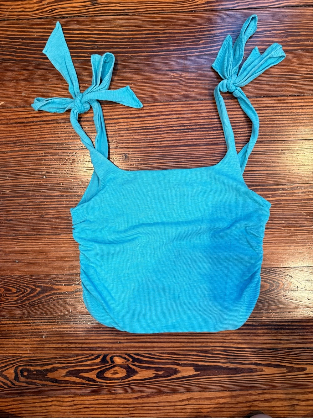 Free People Tie-Shoulder Cropped Tank - Turquoise